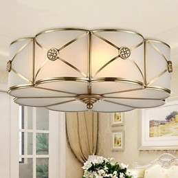 Traditional Classic Rustic Lodge Brass Metal Flush Mount