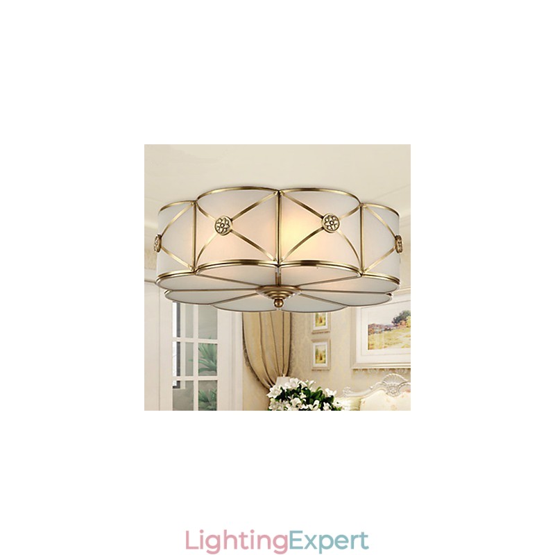 Traditional Classic Rustic Lodge Brass Metal Flush Mount