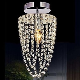 1 Light Chrome Modern K9 Transparent Crystal Chandelier with 1 Bulb