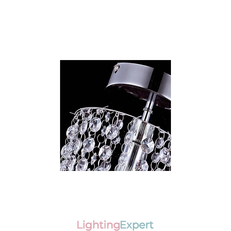 1 Light Chrome Modern K9 Transparent Crystal Chandelier with 1 Bulb