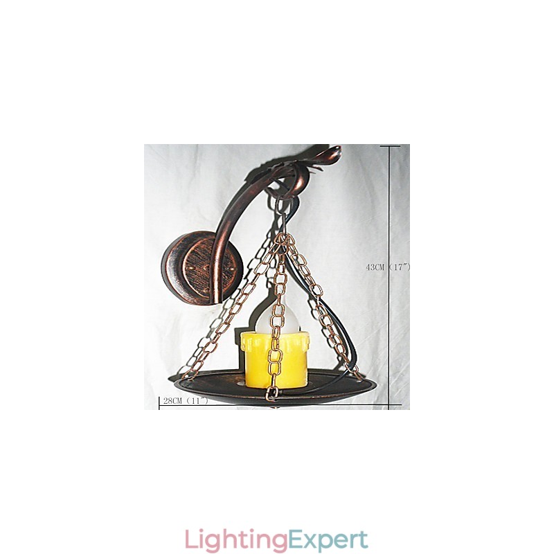 Rustic Lodge Painting Feature for Mini Style Uplight Wall Sconces Wall Light