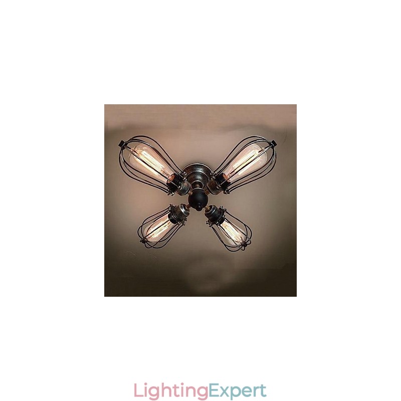 Vintage Mini Style Painting Metal Flush Mount