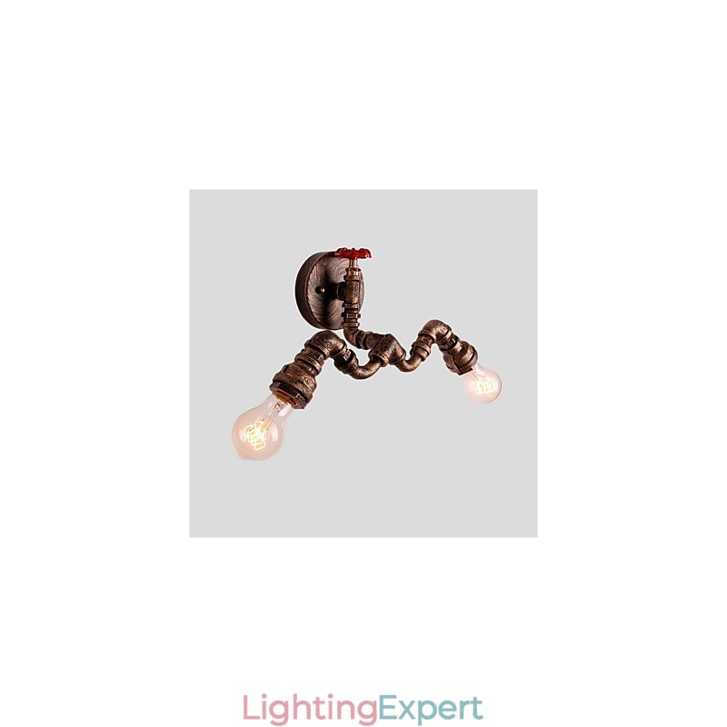 Vintage Industrial Pipe Wall Lights Creative Lights Restaurant Cafe Bar Decoration lighting With 2 Light Painted Finish
