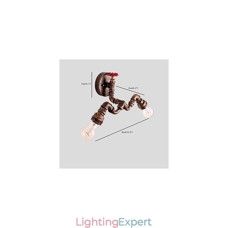 Vintage Industrial Pipe Wall Lights Creative Lights Restaurant Cafe Bar Decoration lighting With 2 Light Painted Finish