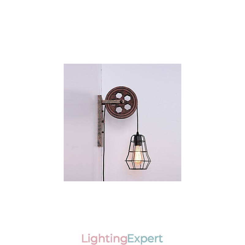 Industrial Retro Iron Wall Lamp Creative Personality Lift Pulley Wall Lamp