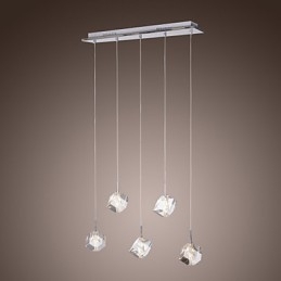 Modern Contemporary Island Crystal Chrome Pendant Light