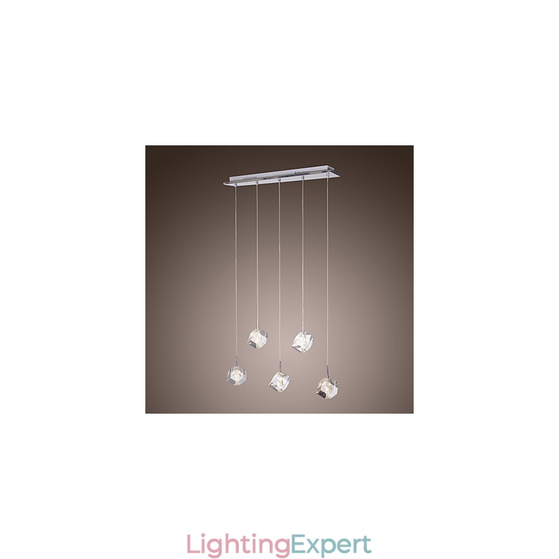 Modern Contemporary Island Crystal Chrome Pendant Light