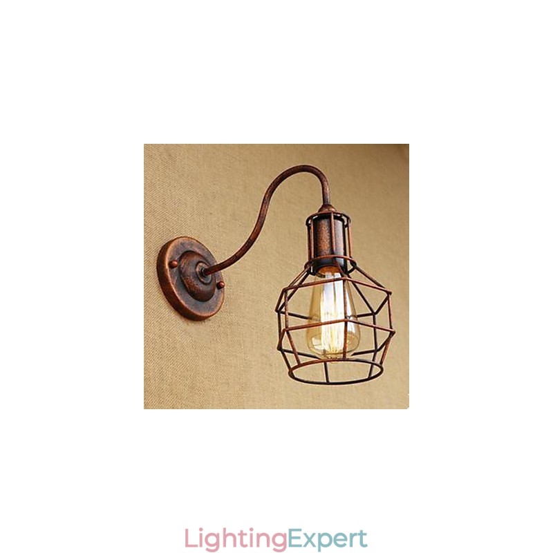 Iron Art Long Arm Nostalgic And Retro Creative Character Rust Color Study Sitting Room Head Of The American Wall Lamp