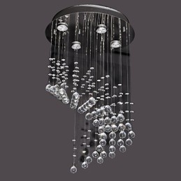 Modern Contemporary Crystal Chrome Metal Flush Mount