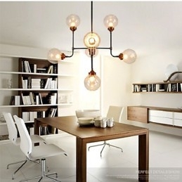 Modern Creative Wrought Iron Chandelier Restoring Ancient Ways Glass Ball Molecular Magic Beans Droplight