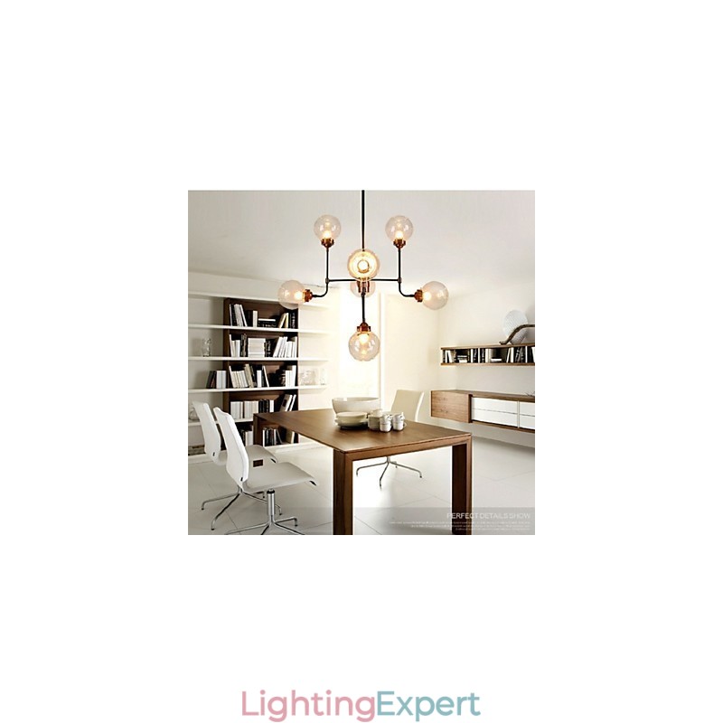 Modern Creative Wrought Iron Chandelier Restoring Ancient Ways Glass Ball Molecular Magic Beans Droplight