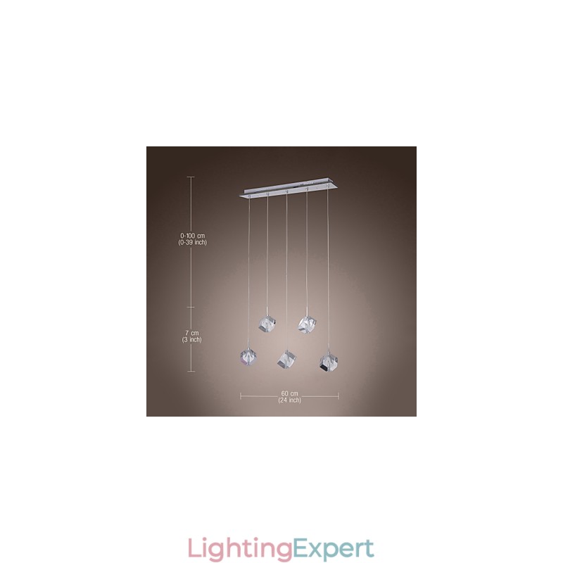 Modern Contemporary Island Crystal Chrome Pendant Light