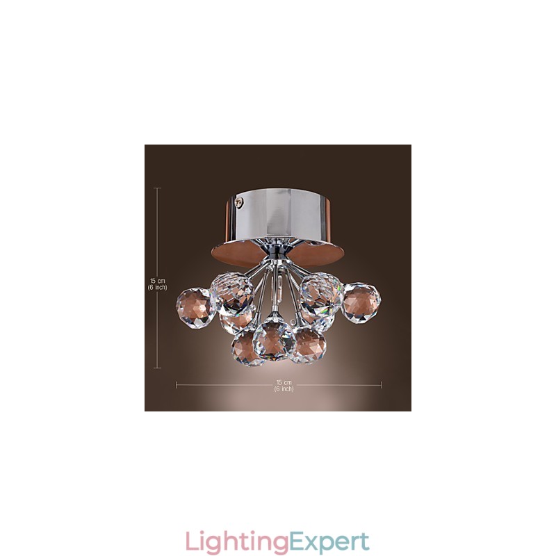 Modern Contemporary Crystal Mini Style Chrome Metal Flush Mount