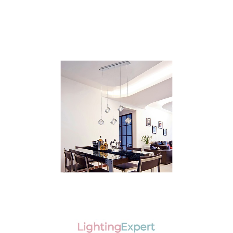 Modern Contemporary Island Crystal Chrome Pendant Light
