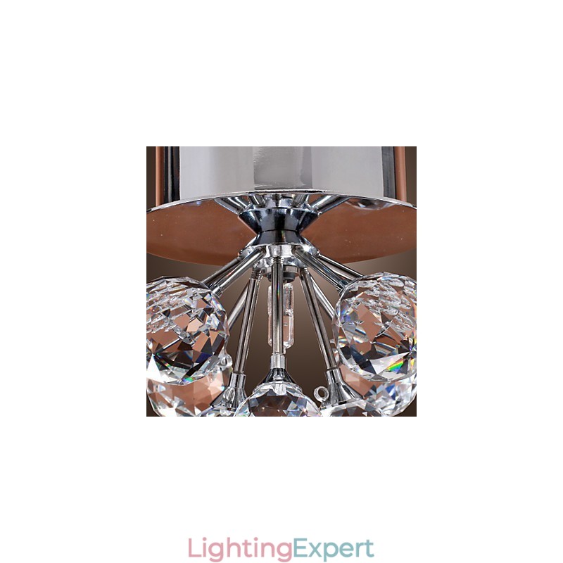 Modern Contemporary Crystal Mini Style Chrome Metal Flush Mount