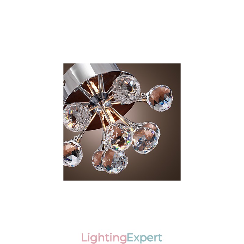 Modern Contemporary Crystal Mini Style Chrome Metal Flush Mount