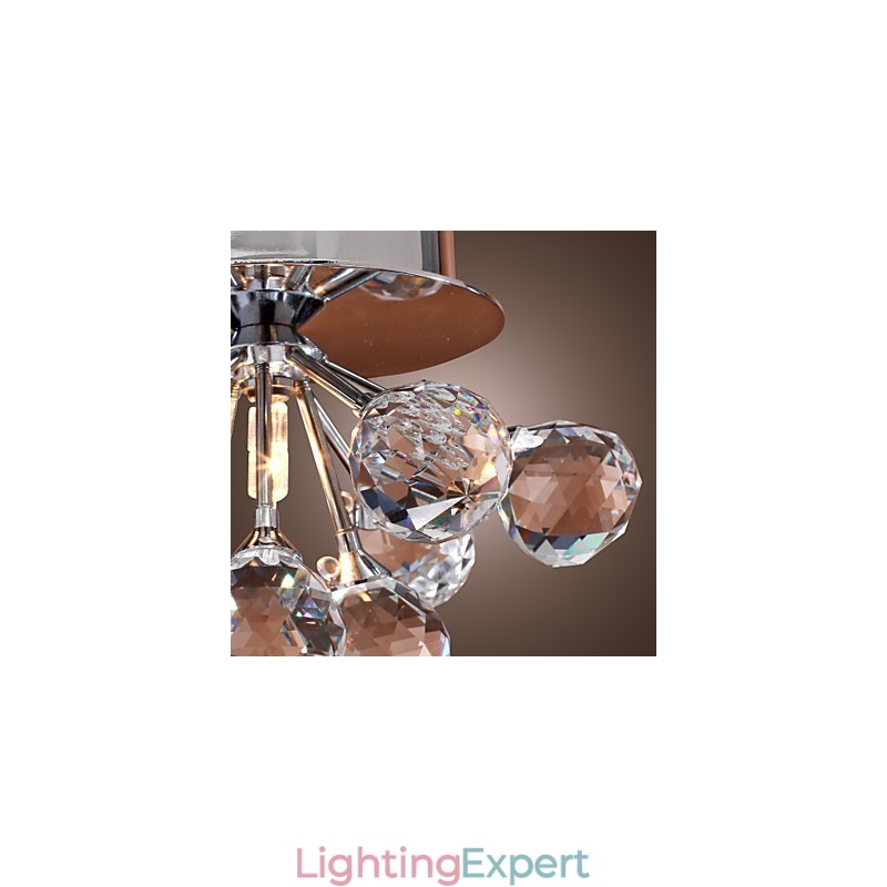 Modern Contemporary Crystal Mini Style Chrome Metal Flush Mount