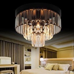 Modern Contemporary Crystal Metal Flush Mount