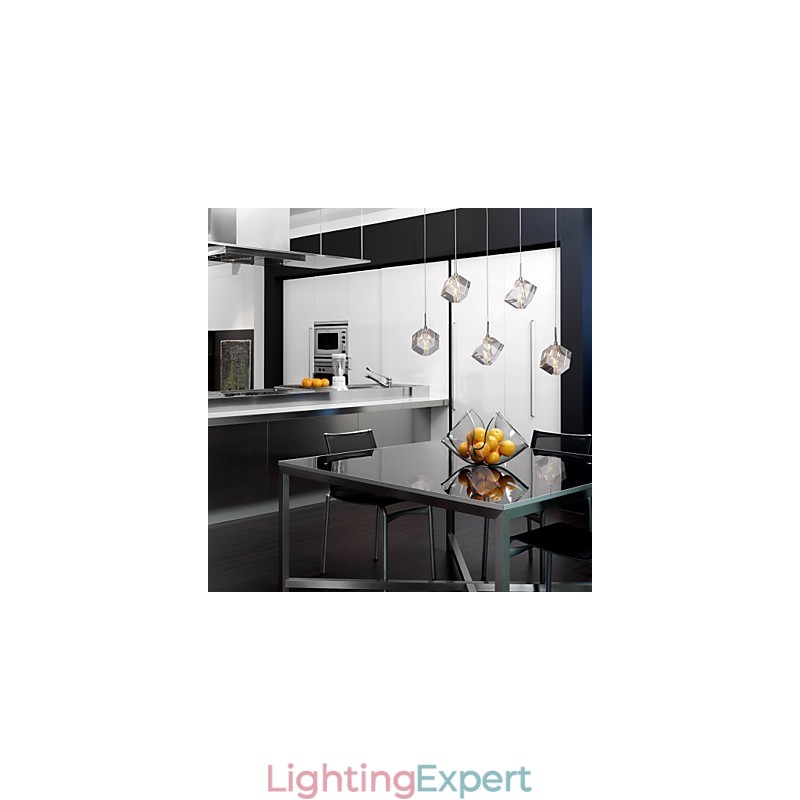 Modern Contemporary Island Crystal Chrome Pendant Light