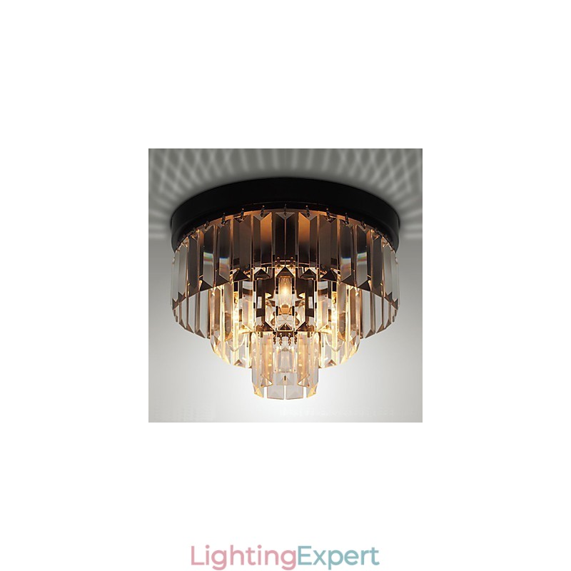 Modern Contemporary Crystal Metal Flush Mount