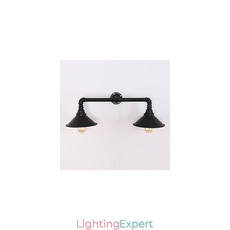 2 Heads Retro Industrial Pipe Wall Lights Simple Loft Black Metal Dining Room Kitchen Bar Cafe Decoration lighting