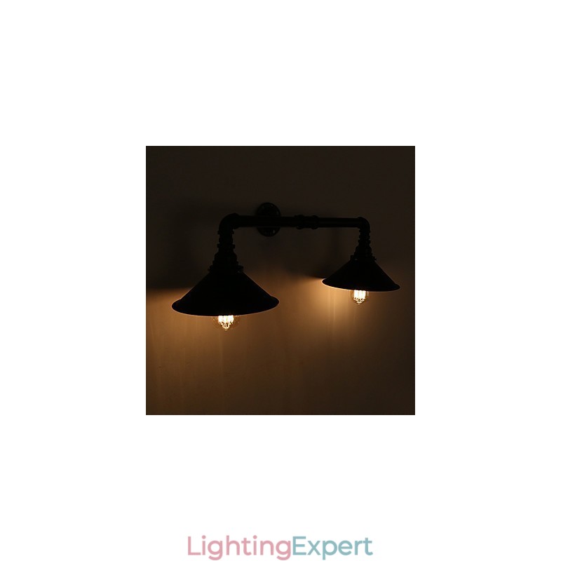 2 Heads Retro Industrial Pipe Wall Lights Simple Loft Black Metal Dining Room Kitchen Bar Cafe Decoration lighting