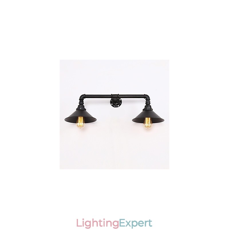 2 Heads Retro Industrial Pipe Wall Lights Simple Loft Black Metal Dining Room Kitchen Bar Cafe Decoration lighting