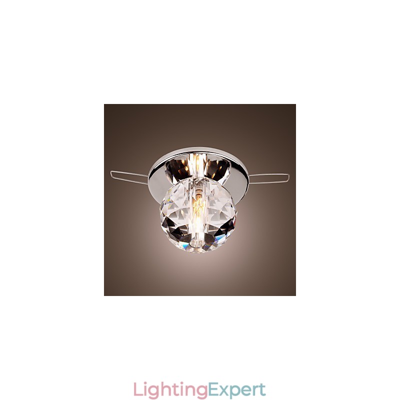 Modern Contemporary Crystal Mini Style Chrome Metal Flush Mount