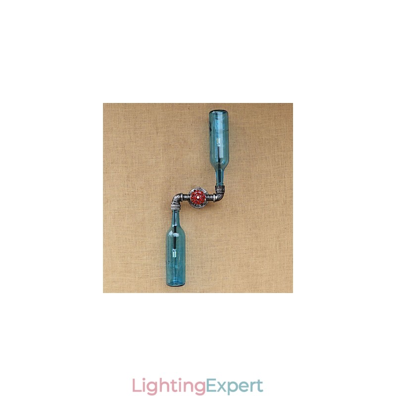 Wrought Iron Loft The Bottle Pipe Bottle Wall Lamp Shelf