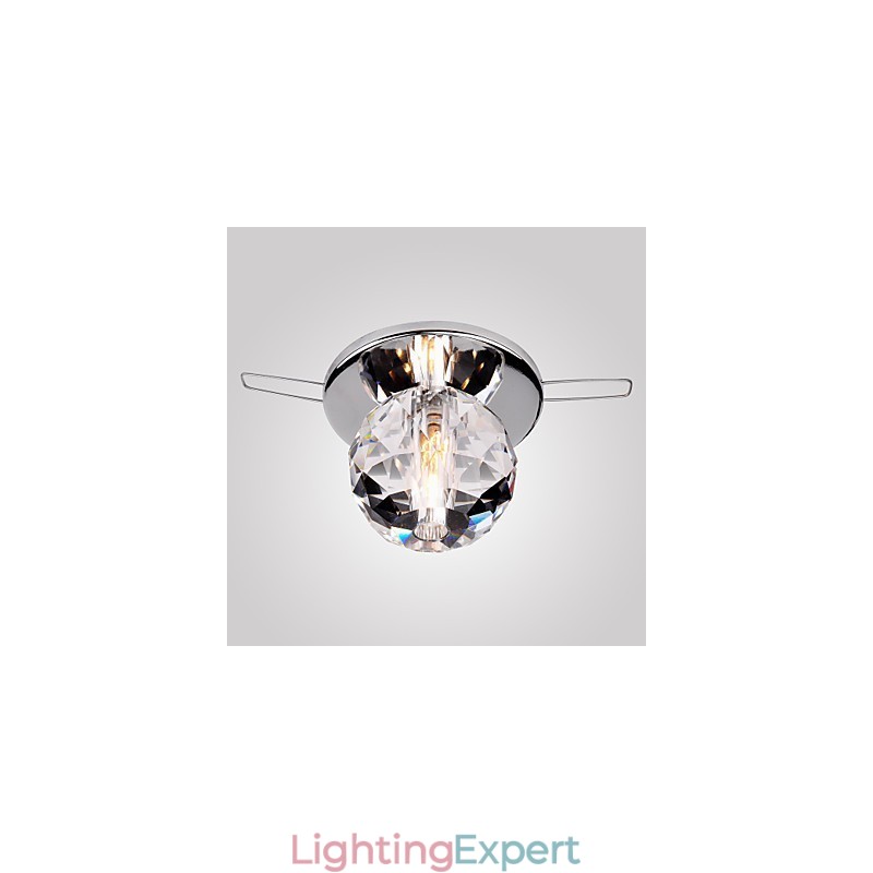 Modern Contemporary Crystal Mini Style Chrome Metal Flush Mount