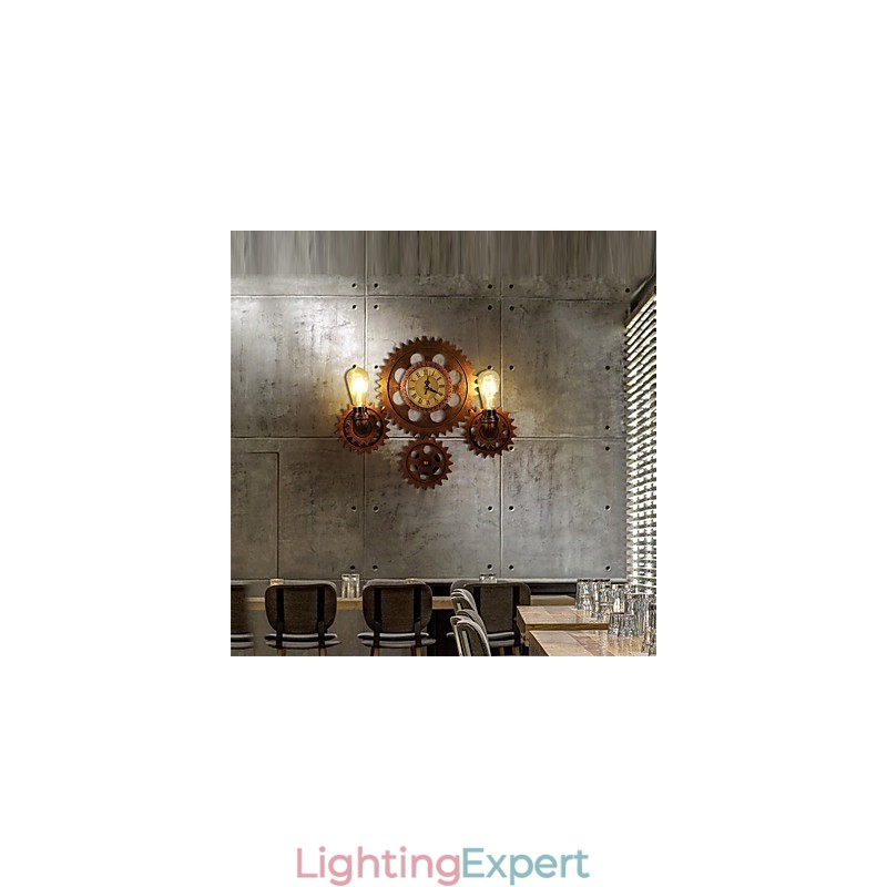 Vintage Industrial Wall Lights Wood Gear Shape Creative turnable Lights Restaurant Cafe Bar Decoration lighting