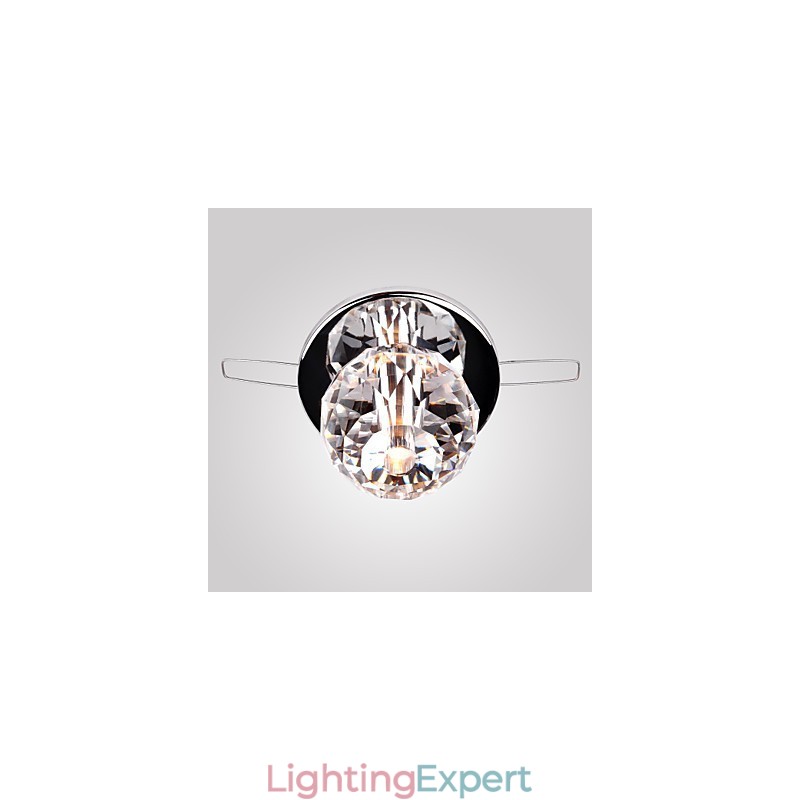 Modern Contemporary Crystal Mini Style Chrome Metal Flush Mount