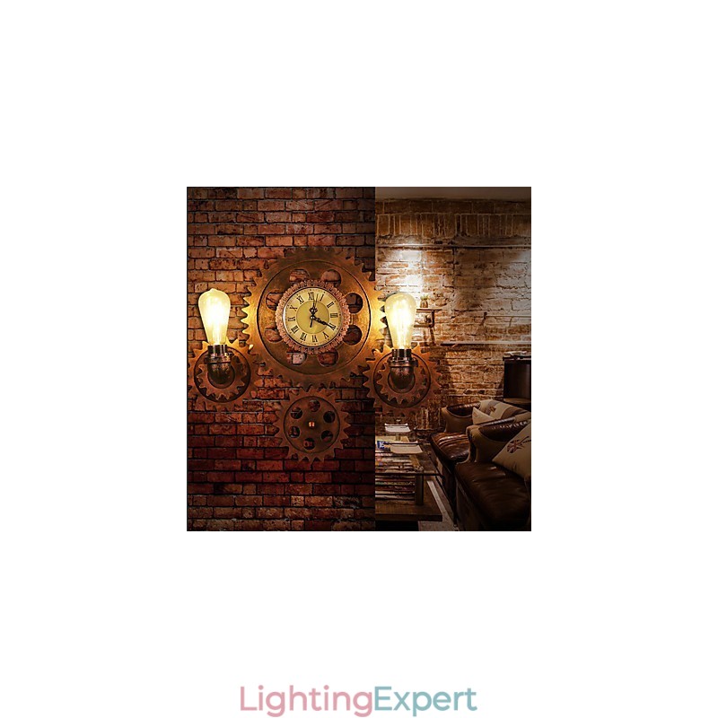Vintage Industrial Wall Lights Wood Gear Shape Creative turnable Lights Restaurant Cafe Bar Decoration lighting