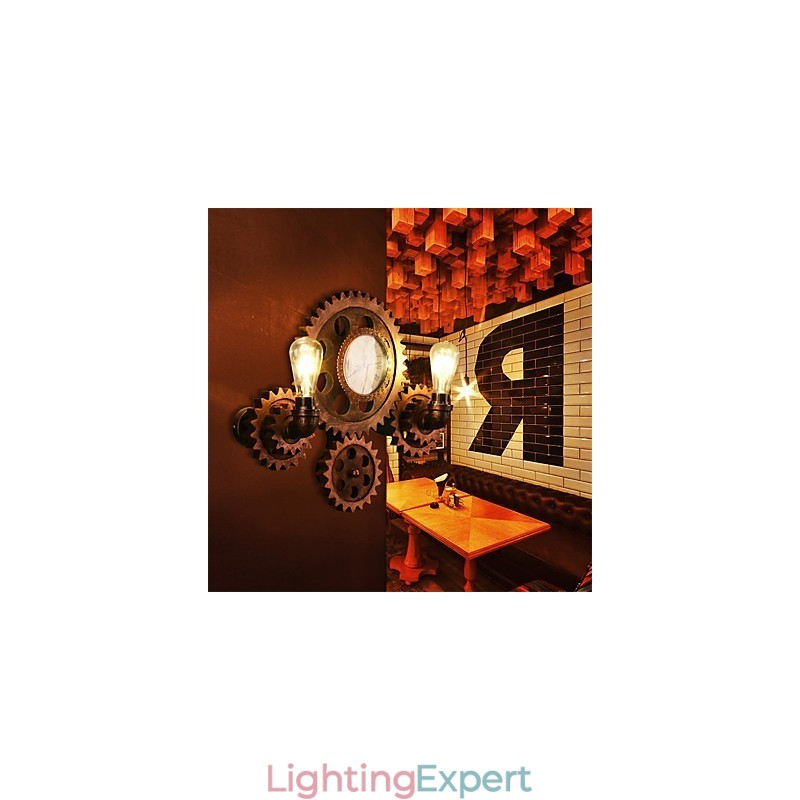 Vintage Industrial Wall Lights Wood Gear Shape Creative turnable Lights Restaurant Cafe Bar Decoration lighting