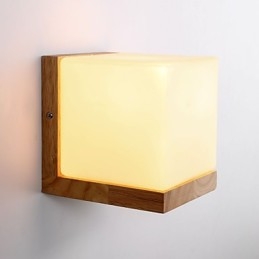 Wood Wall Sconces Glass Shade 110V OR 220V Country Novelty