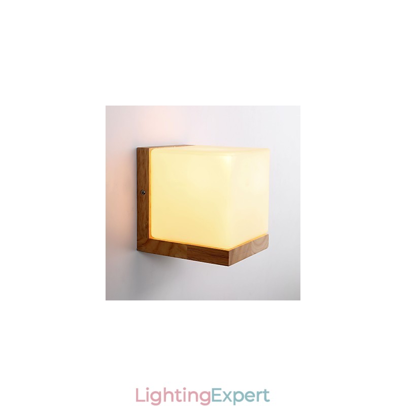 Wood Wall Sconces Glass Shade 110V OR 220V Country Novelty