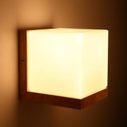 Wood Wall Sconces Glass Shade 110V OR 220V Country Novelty