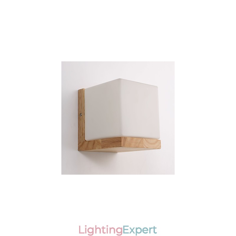 Wood Wall Sconces Glass Shade 110V OR 220V Country Novelty