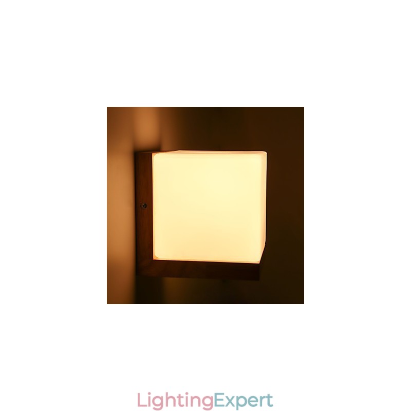 Wood Wall Sconces Glass Shade 110V OR 220V Country Novelty