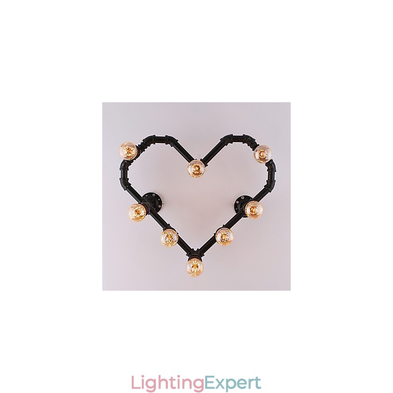 Vintage Water Pipe Loving Heart Creative Wall Lights Industrial Living Room Restaurant Bars Cafe decoration Wall Sconces