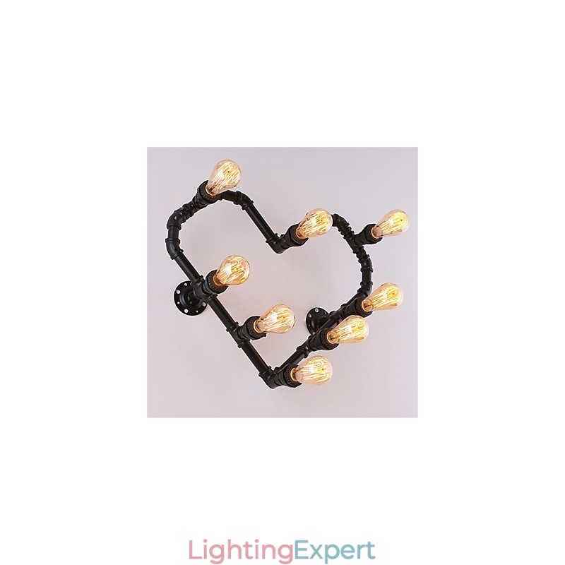 Vintage Water Pipe Loving Heart Creative Wall Lights Industrial Living Room Restaurant Bars Cafe decoration Wall Sconces