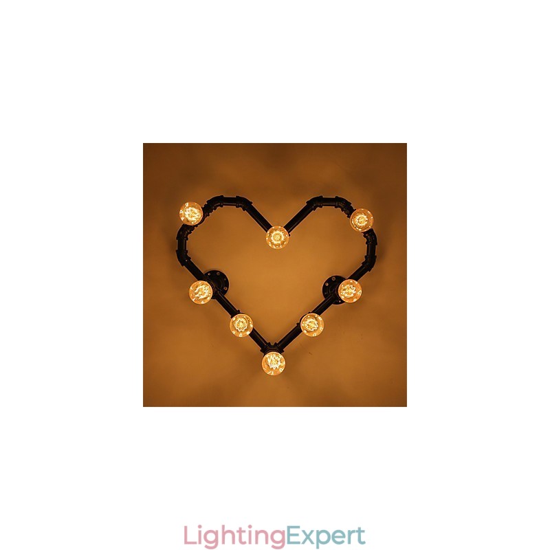 Vintage Water Pipe Loving Heart Creative Wall Lights Industrial Living Room Restaurant Bars Cafe decoration Wall Sconces