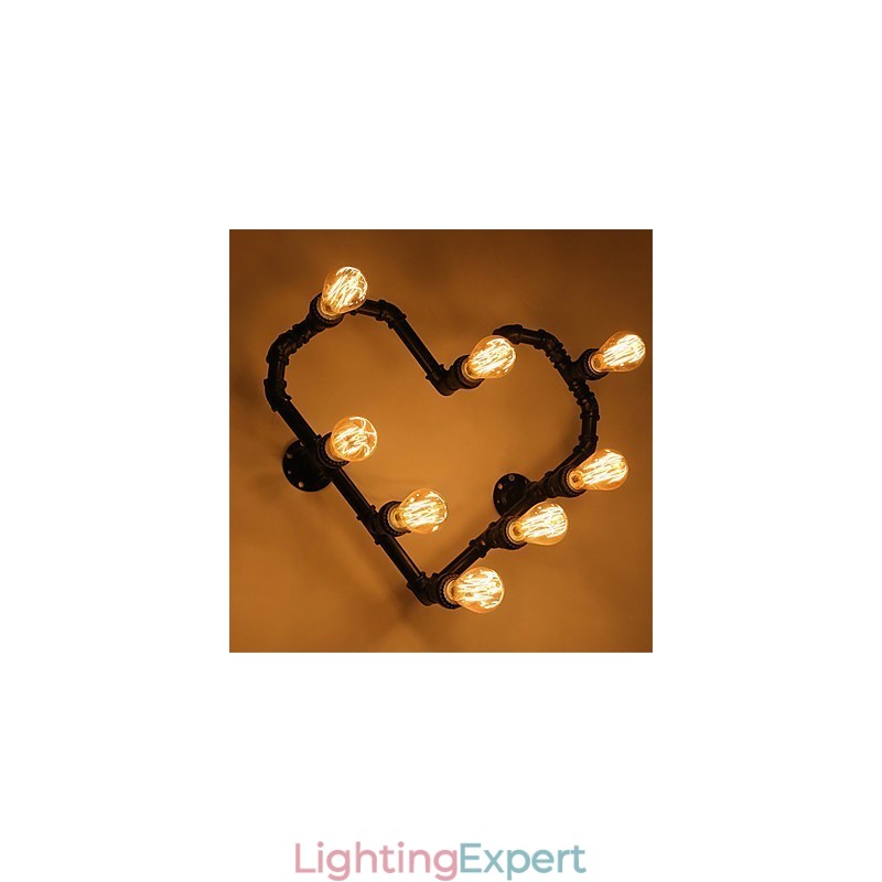 Vintage Water Pipe Loving Heart Creative Wall Lights Industrial Living Room Restaurant Bars Cafe decoration Wall Sconces