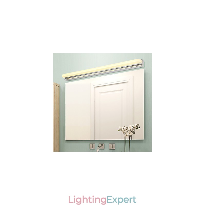 Integrated Modern Contemporary Chrome Feature for Ambient Light Bathroom Lighting Wall Light