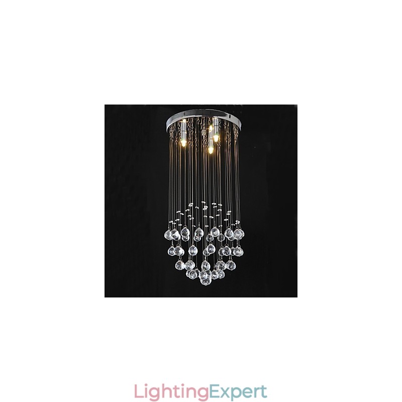 Traditional Classic Crystal Chrome Metal Flush Mount
