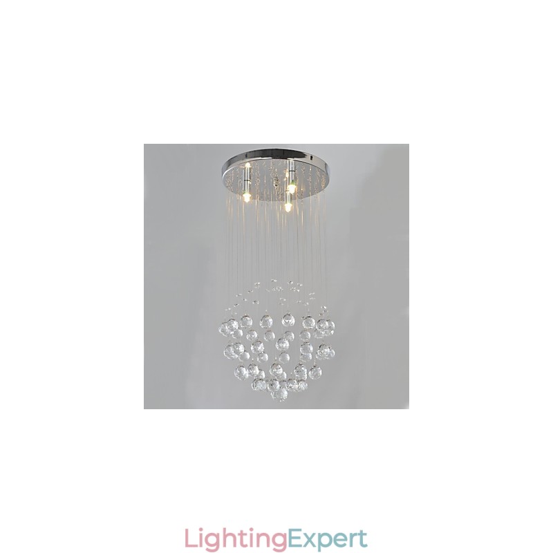 Traditional Classic Crystal Chrome Metal Flush Mount
