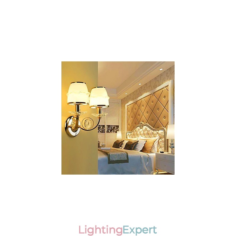 Modern Contemporary Electroplated Feature for Crystal Swing Arm Eye Protection Ambient Light Wall LightsWall