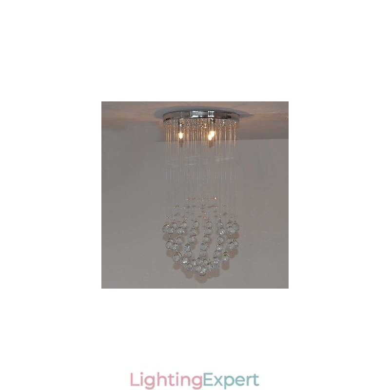 Traditional Classic Crystal Chrome Metal Flush Mount