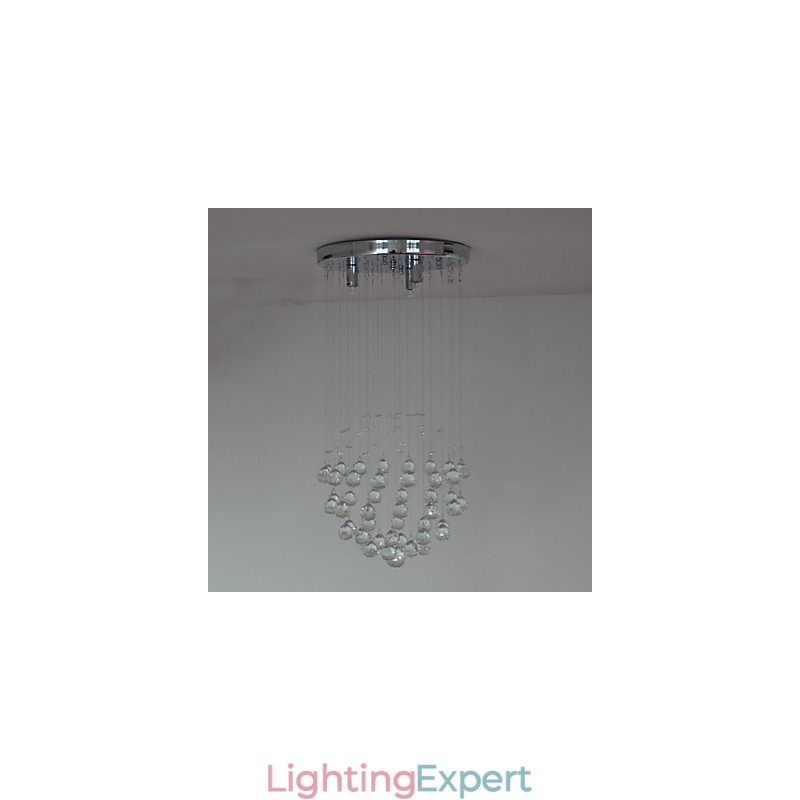 Traditional Classic Crystal Chrome Metal Flush Mount