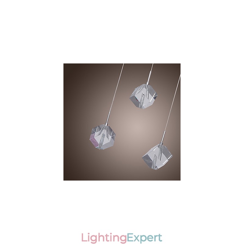 Modern Contemporary Island Crystal Chrome Pendant Light